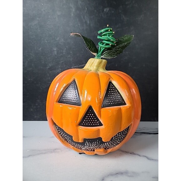 Fiber Optic Halloween Fall Pumpkin Decor Light Up Plug In Vintage Foremost - Picture 2 of 10